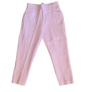 Versona Womens Casual Modern Pants Stretch Waist Ribbed Pull On White Size 10